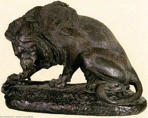 Lion Bitten By A Snake — Antoine-louis Barye