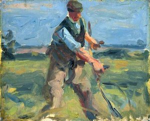 A Man With A Scythe, Mowing — Harry Becker