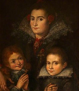 Portrait Of An Unknown Mother With Two Children — Juan Pantoja De La Cruz