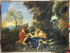 Herminie Et Valfrino Soignent Les Blessures De Tancrede Apres Le Combat D'argante — Da Pier Francesco Mola