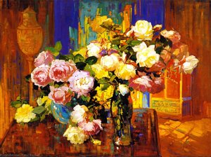 Roses In A Atall Glass — Franz Bischoff