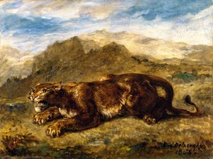 Lioness Ready To Spring — Eugène Delacroix