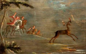 A Band Of Tartar Horsemen Hunting An Elk — Robert Robinson