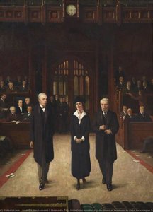 Lady Astor Being Introduced To The House Of Commons By Lloyd George Upon Taking Her Seat — Frederick Hawkesworth S Shepherd
