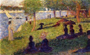 La Grande Jatte - Woman Fishing And Seated Figures — Georges Seurat