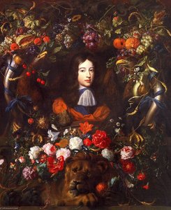Flower Garland With Portrait Of William Iii Of Orange, Aged 10 — Jan Davidszoon De Heem