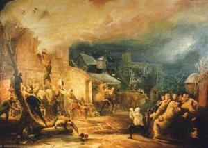 The Fire At Epworth Rectory, South Yorkshire — Henry Perlee Parker
