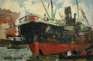 Steamer In Port, Cornwall — Richard Hayley Lever