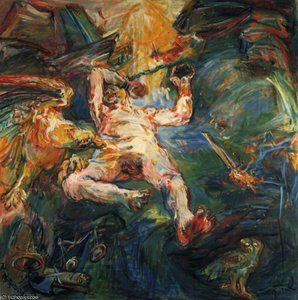 La Saga De Prométhée, Détail Panneau De Droite, Saga De Prométhée, Detail Panel Of Right-hand Side, Détrempe Sur Toile, — Oskar Kokoschka