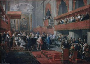 La Remise De L'ordre Du Saint Esprit Par Le Duc De St Aignan Au Prince Vaini A Saint Louis Des Francais En 1737 — Giovanni Paolo Panini