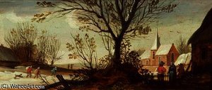 Peasants In A Village In Winter — Joos De Momper The Younger