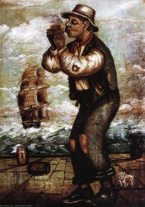 Man On Dock Lighting Pipe — William Aiken Walker