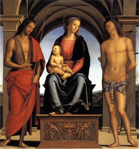 The Madonna Between St John The Baptist And St Sebastian — Pietro Perugino (pietro Vannucci)