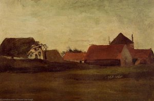 Fermes À Loosduinen Près De La Haye Au Crépuscule — Vincent Willem Van Gogh