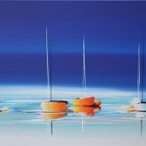 Ethereal Horizons Of Amber Spires Amidst A Serene Ultramarine Dreamscape — Isabelle Dupuis