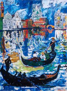 Venice Scene And Traghetto, Italy — John Randall Bratby