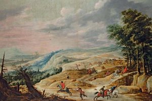 An Extensive Landscape With A Cavalry Skirmish On A Ridge — David Teniers The Younger