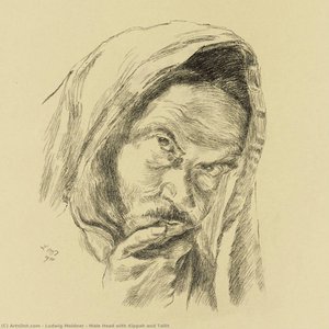 Male Head With Kippah And Tallit — Ludwig Meidner
