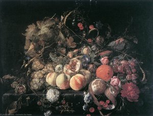 Still-life With Flowers And Fruit — Cornelis De Heem