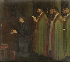Interior With An Organist And A Procession — Alphonse Legros