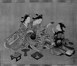 Three Girls Having Tea — Nishikawa Sukenobu