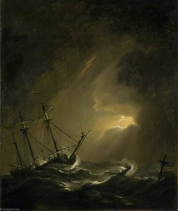 A Small Dutch Ship Riding Out A Storm — Willem Van De Velde The Elder
