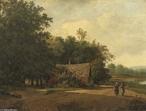 On A Sandy Track In Summer — Andreas Schelfhout