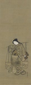 Ariwara No Yukihira With Salt Maidens — Isoda Koryūsai 磯田湖龍斎