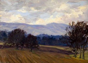 Trees, Ploughed Field And Hills — Hans Iten