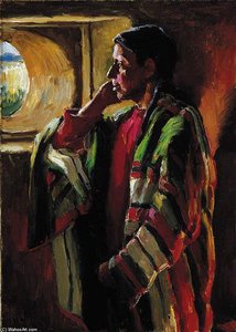 At A Pueblo Window — Joseph Henry Sharp