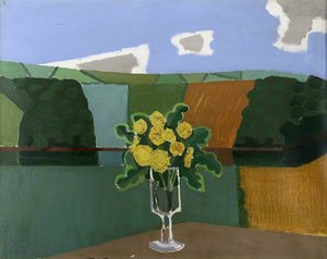 Vase Of Flowers In A Landscape — Kenneth Rowntree