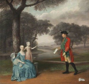Francis Vincent Af Weddington Hall, Warwickshire, Med Hans Kone Mercy Og Datter Ann — Arthur Devis