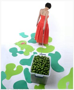 Pulling A Crate Full Of Limes In Golf Course — Tiffany Chung