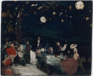 Cafe By Night With Japonese Lanterns — Robert Henri
