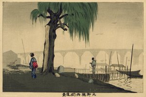 Distant View Of Ryōgoku From Motoyanagi Bridge — Kobayashi Kiyochika