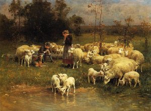 Guarding The Flock — Charles-émile Jacque
