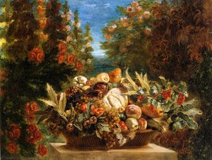 La Nature Morte Avec Fleurs Et Fruits — Eugène Delacroix