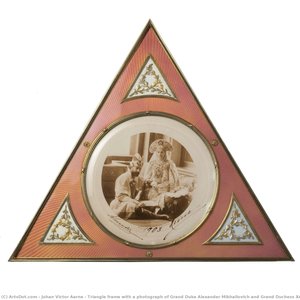 Triangle frame with a photograph of Grand Duke Alexander Mikhailovich and Grand Duchess Xenia Alexandrovna