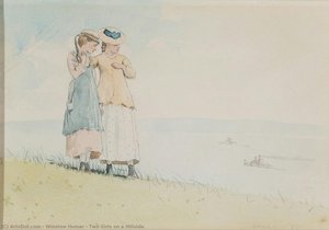 Zwei Mädchen Auf Einer Hügel — Winslow Homer
