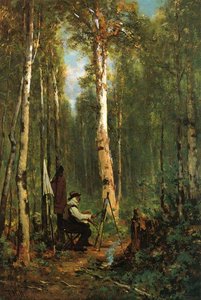 Artist At His Easel In The Woods — Thomas Hill
