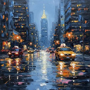 Luminous Nocturne: A Monolithic Symphony Of Midnight Blue And Golden Urban Radiance — Christian Noiret