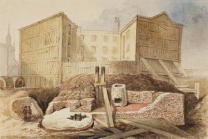 La Peinture Aquarelle Des Vestiges Romains Sous La Bourse De Charbon — Frederick William Fairholt