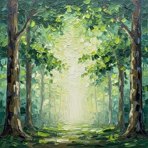 Soglia Verde Eterea: Una Visione Singolare Di Luce E Texture Forestale Luminosa