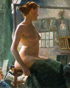 Un Nu Féminin Assis À L'atelier Julian, Rue Du Dragon — Sir Alfred James Munnings
