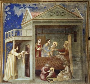 Nr. 7 Szenen Aus Dem Leben Der Jungfrau Maria: 1. Die Geburt Der Jungfrau — Giotto Di Bondone