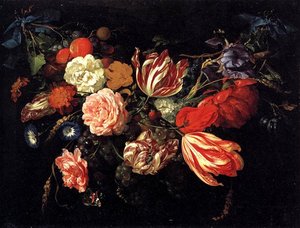 Festoon With Flowers And Fruit — Jan Davidszoon De Heem Or Johannes De Heem Or Johannes Van Antwerpen Or Jan Davidsz De Hem