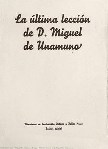 Ultima Lecție A Lui D. Miguel De Unamuno — Miguel De Unamuno