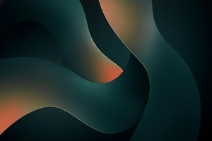 Ethereal Undulations In Midnight Teal And Glowing Terracotta Silk Ribbon — Laurent Blanc