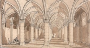 The Barons' Hall, Mont Saint Michel — John Sell Cotman
