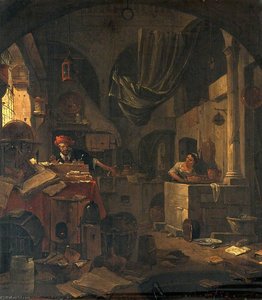 Interior With An Alchemist Making A Gesture Of Surprise, And A Female Assistant — Thomas Wyck
